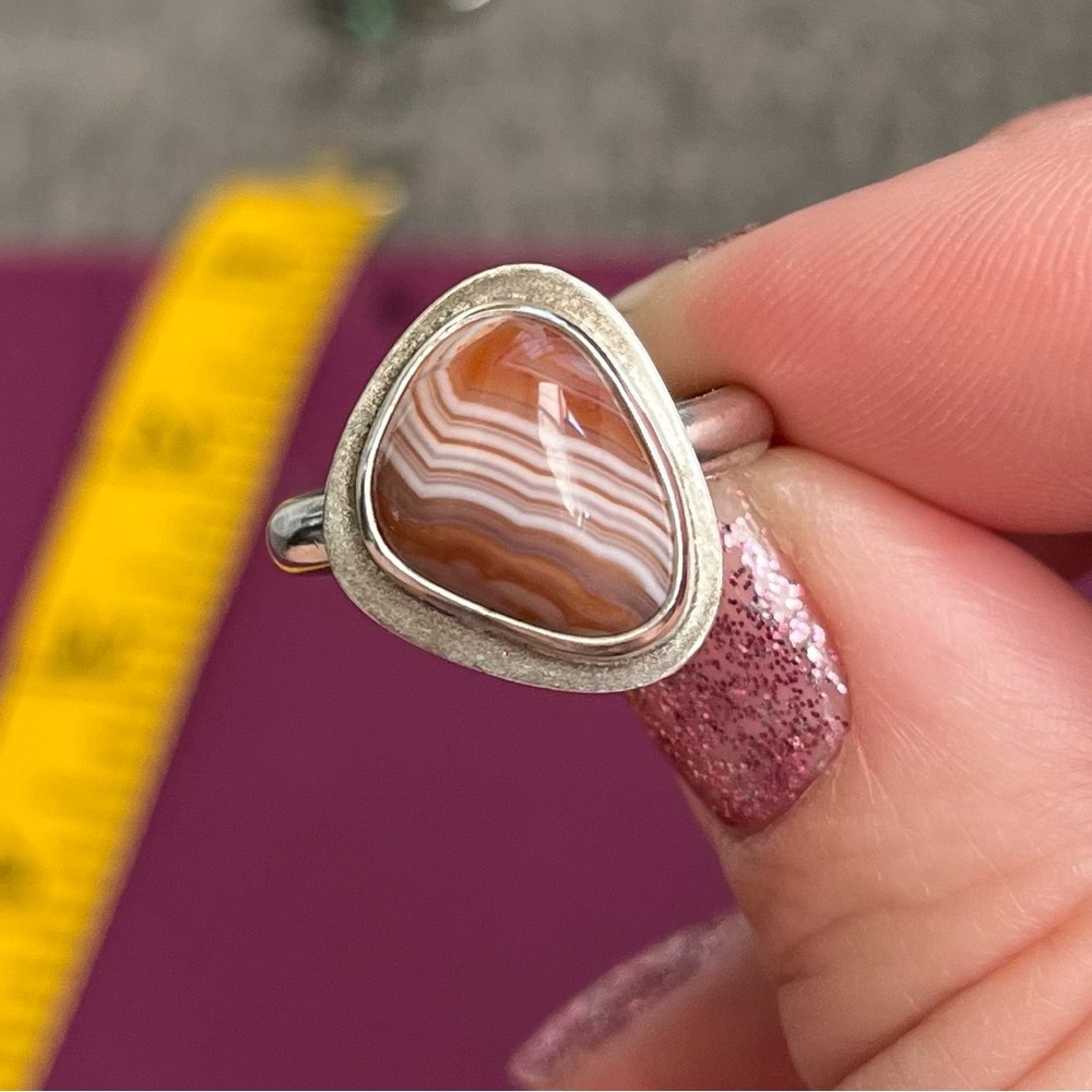 Argentium Silver (935) Ring with Lake Superior Agate